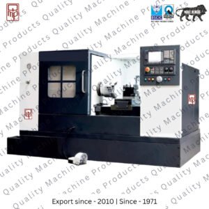 he CNC Lathe Machine – Flat Bed is a robust and reliable machining solution designed for heavy-duty turning operations with high accuracy and long-term stability. Its rigid flat bed construction provides excellent support for large and heavy workpieces, ensuring vibration-free machining and consistent performance. Equipped with advanced CNC controls, precision ball screws, and a powerful spindle, this machine is ideal for turning, facing, threading, boring, and grooving operations. The flat bed design allows easy handling of long components, making it suitable for job shops and production units across multiple industries.