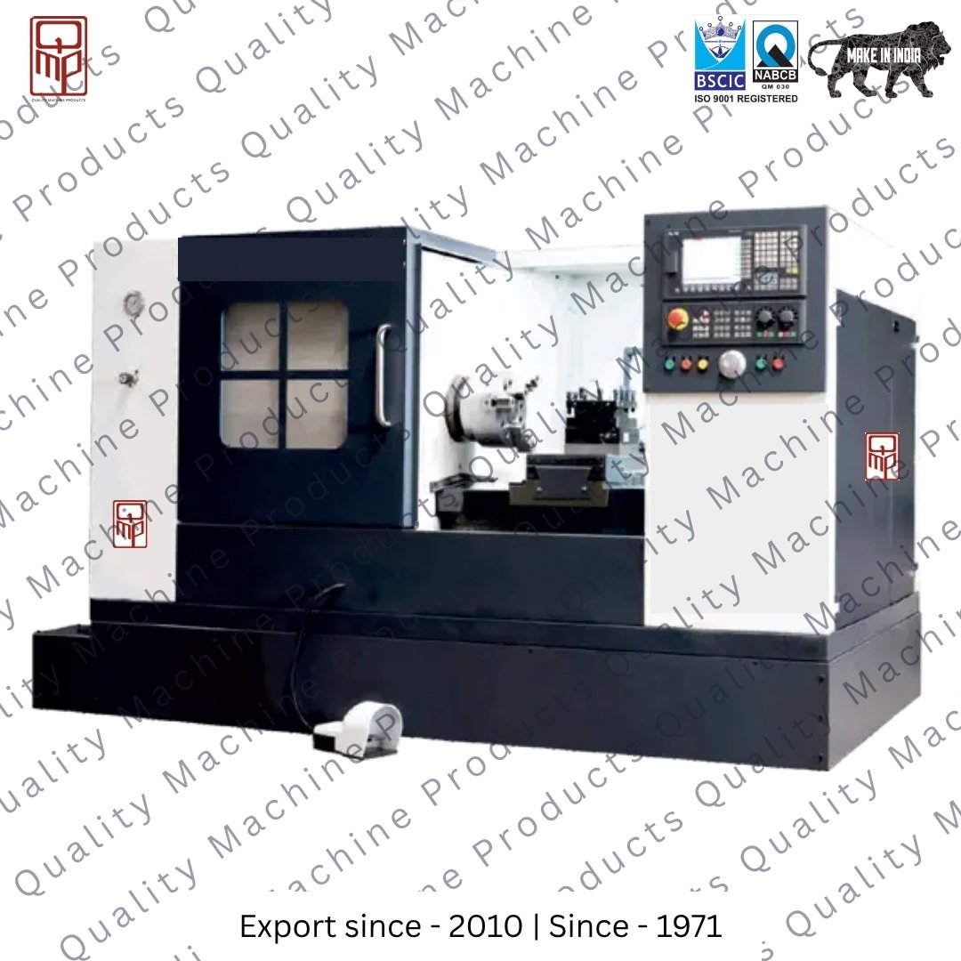 he CNC Lathe Machine – Flat Bed is a robust and reliable machining solution designed for heavy-duty turning operations with high accuracy and long-term stability. Its rigid flat bed construction provides excellent support for large and heavy workpieces, ensuring vibration-free machining and consistent performance. Equipped with advanced CNC controls, precision ball screws, and a powerful spindle, this machine is ideal for turning, facing, threading, boring, and grooving operations. The flat bed design allows easy handling of long components, making it suitable for job shops and production units across multiple industries. he CNC Lathe Machine – Flat Bed is a robust and reliable machining solution designed for heavy-duty turning operations with high accuracy and long-term stability. Its rigid flat bed construction provides excellent support for large and heavy workpieces, ensuring vibration-free machining and consistent performance. Equipped with advanced CNC controls, precision ball screws, and a powerful spindle, this machine is ideal for turning, facing, threading, boring, and grooving operations. The flat bed design allows easy handling of long components, making it suitable for job shops and production units across multiple industries.