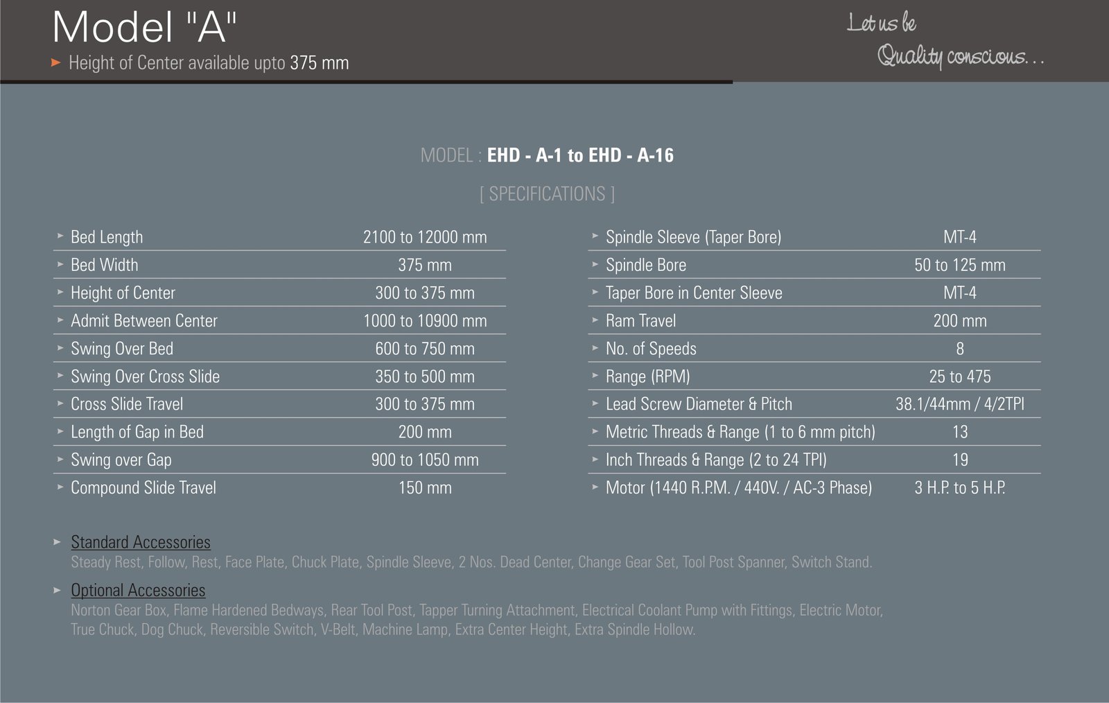 Extra Heavy Duty Lathe Machine Model A