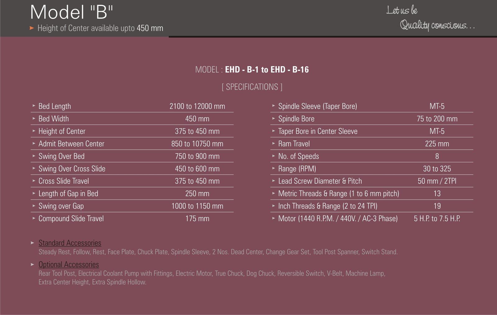 Extra Heavy Duty Lathe Machine Model B