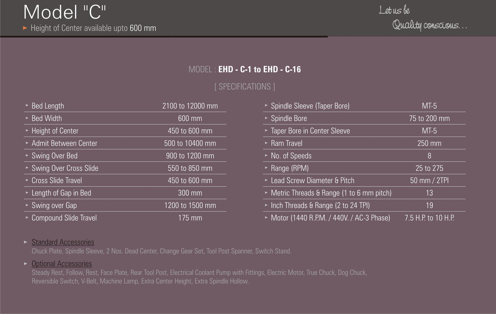 Extra Heavy Duty Lathe Machine Model C