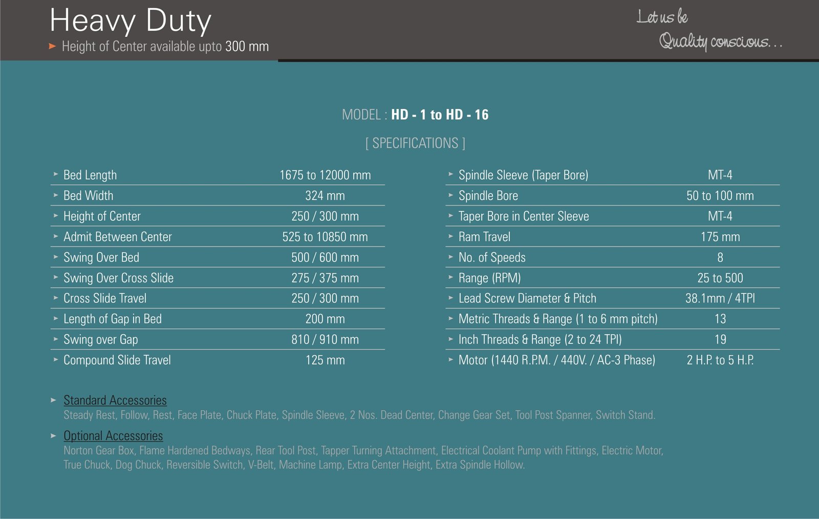 Heavy Duty Lathe Machine Specification