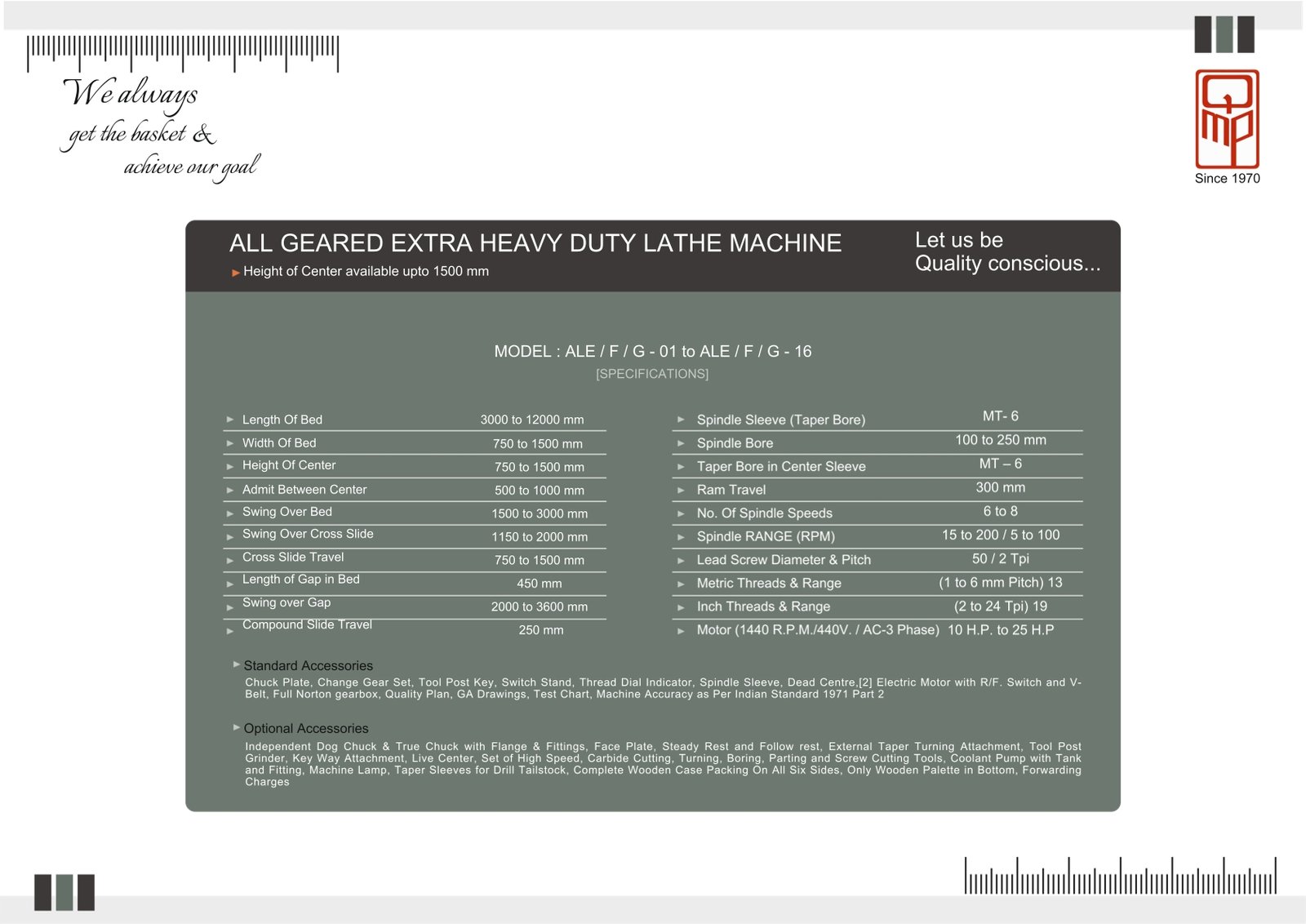 ALE / F / G 01 to ALE / F / G 16 Lathe Machine